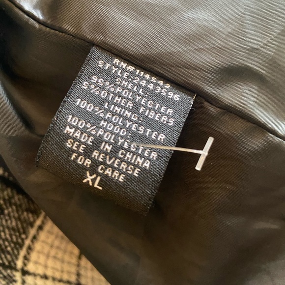 FASHION NOVA 🖤💖🤍PLAID BUTTON FRONT PEACOAT-WITH SASH & DETACHABLE HOODIE-XL - Picture 16 of 16